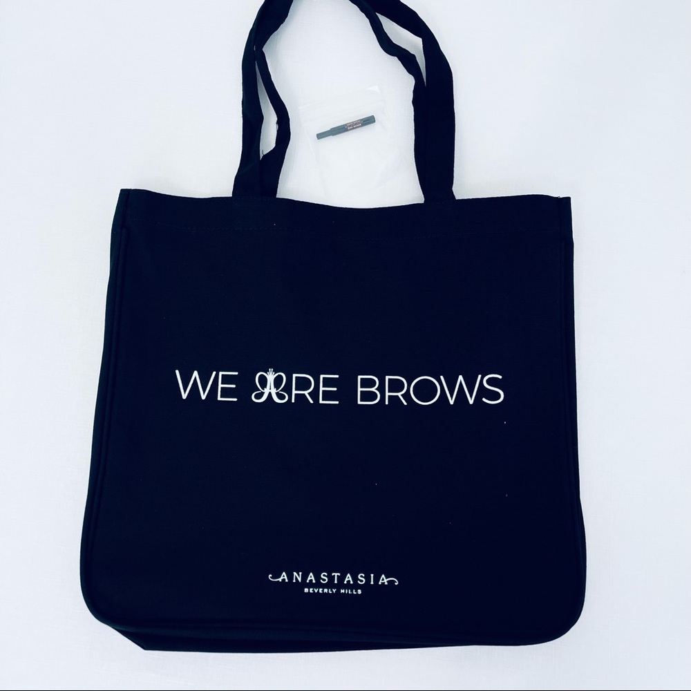 ANASTASIA Beverly Hills we are brows black canvas tote bag brows on point always